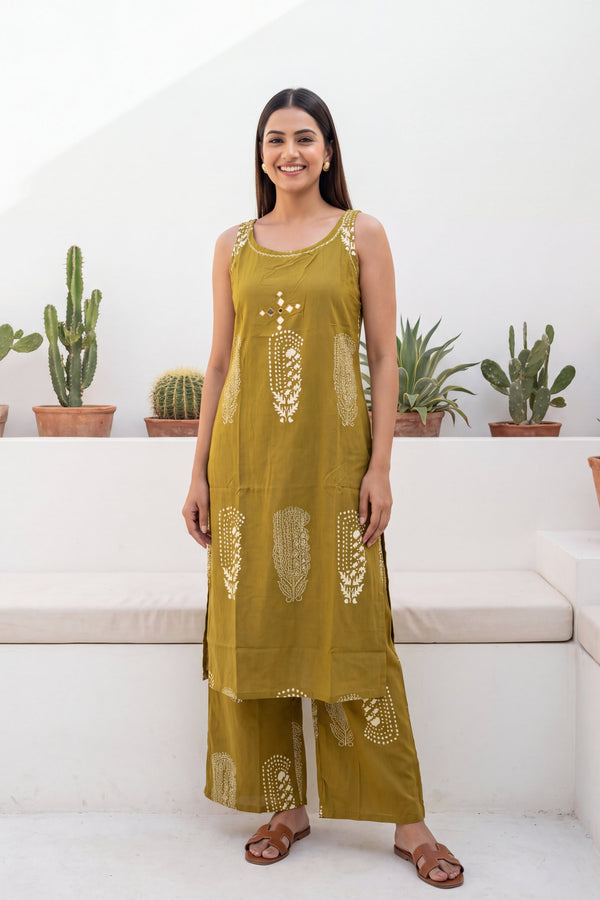 Turmeric Ease Sleeveless Cotton Co-ord Set