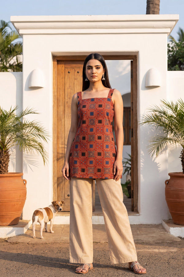 Wine Reverie Square Neck Cotton Top