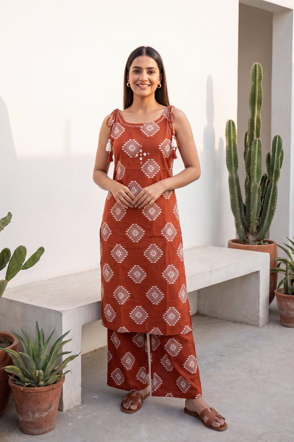 Cherrywood Ease Sleeveless Cotton Co-ord Set