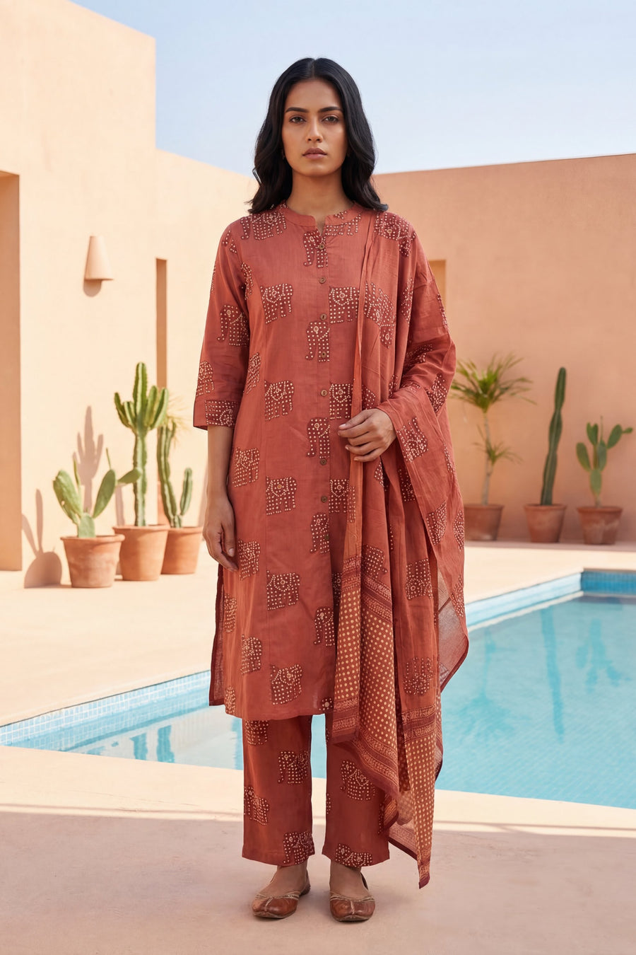 Sienna Folk Sovereign Elephant Cotton Dupatta Set — image 11