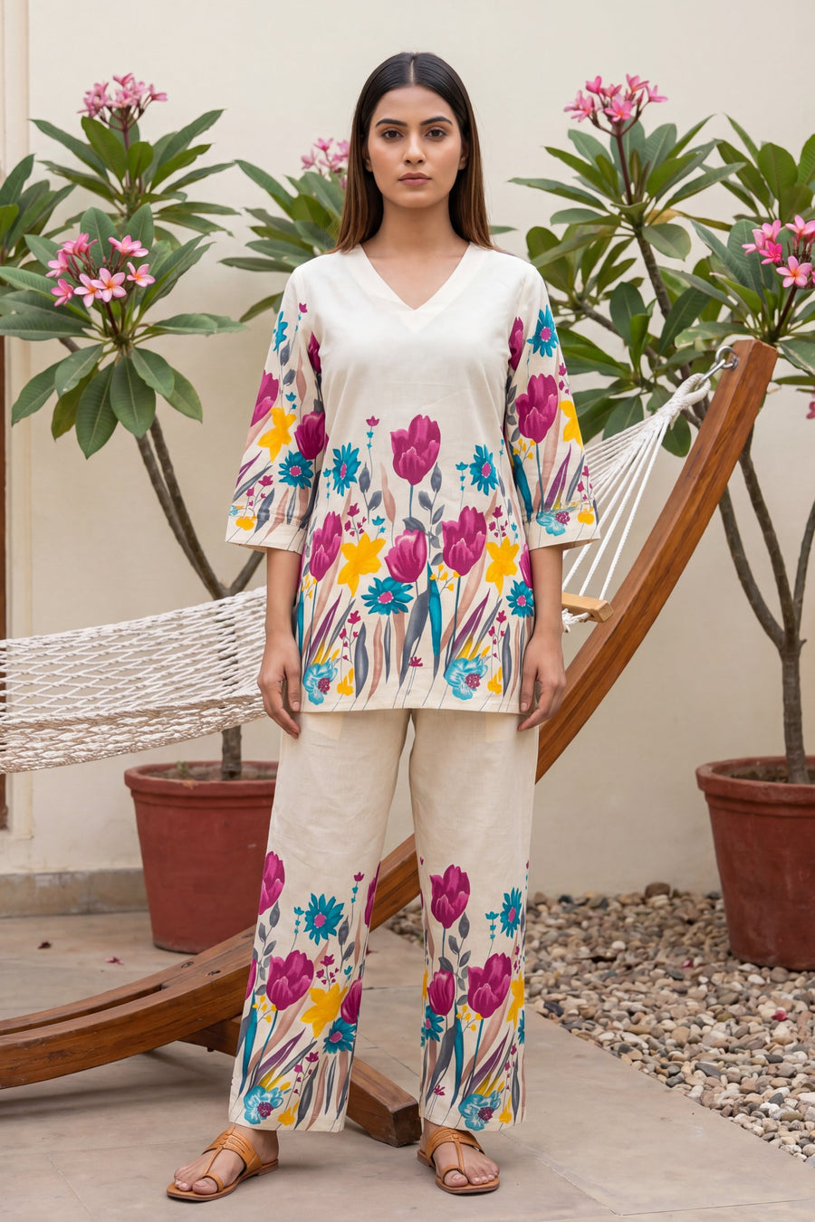 Tulip Garden Ivory Scattered Floral Cotton Co-ord Set — image 13