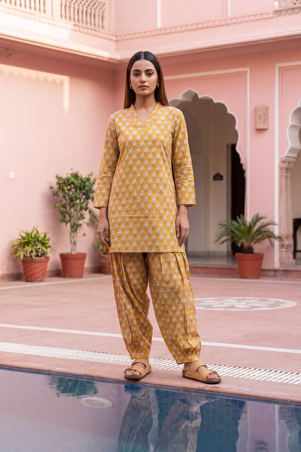 Amber Ripple Cotton Farshi Salwar Set