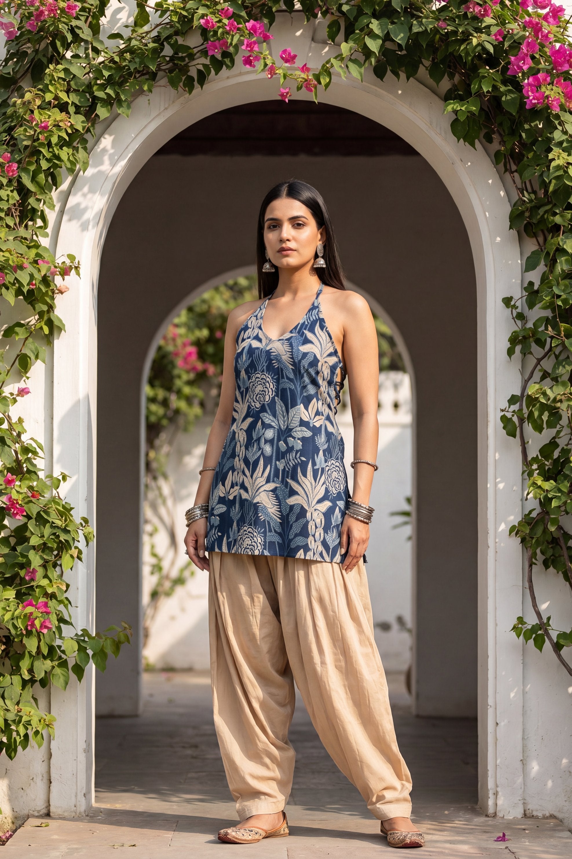 Meadow Blue Halter Cotton Top