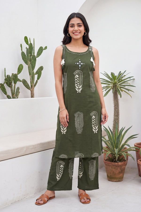 Basil Ease Sleeveless Cotton Co-ord Set