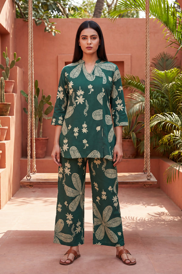 Grove Forest Green Floral Cotton Co-ord Set