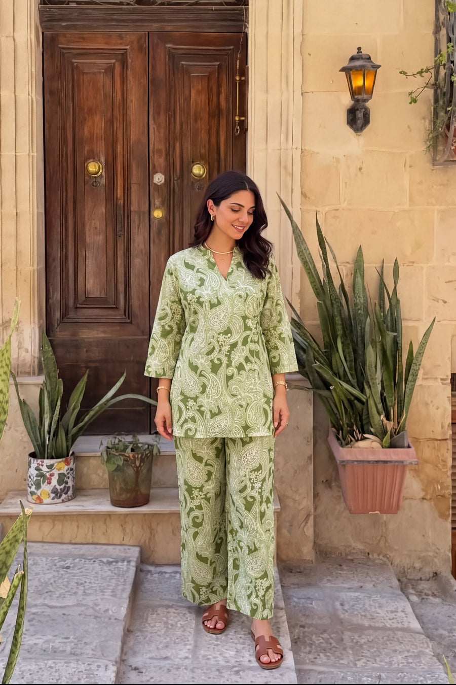 Sage Trellis Angrakha Cotton Co-ord Set — image 14
