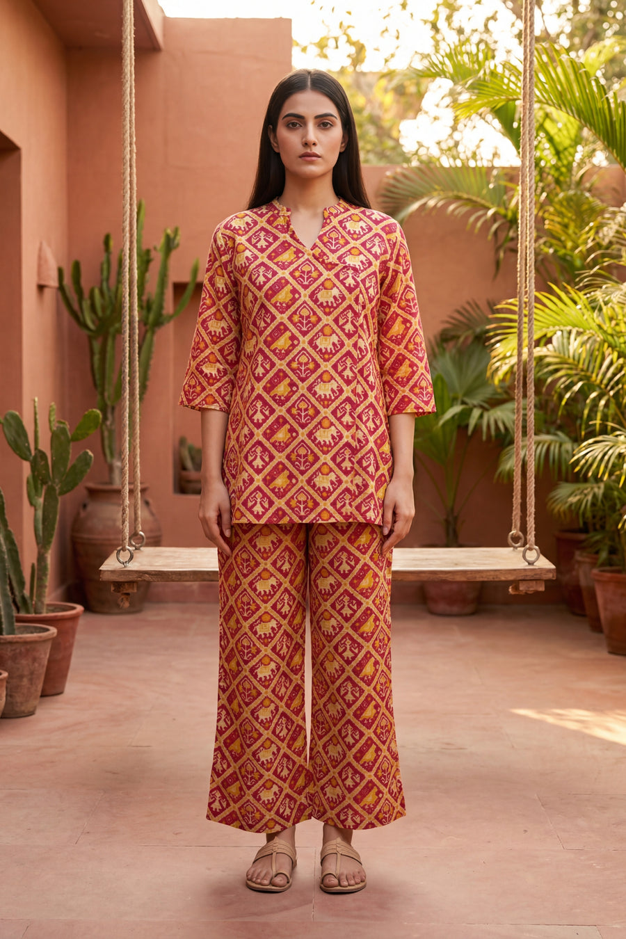 Scarlet Heirloom Cotton Angrakha Co-ord Set — image 6