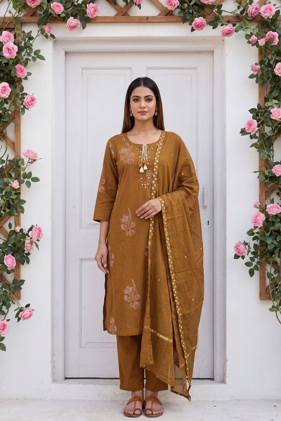 Chestnut Hollow Cotton Dupatta Set — image 8