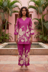 Sacred Bloom Heritage Cotton Flex Co-ord | Lotus Flower Print | Me&My