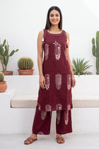 Merlot Ease Sleeveless Cotton Co-ord Set