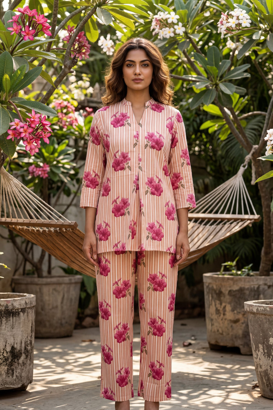 Blossom Stripe Peach Cotton Co-ord Set — image 10