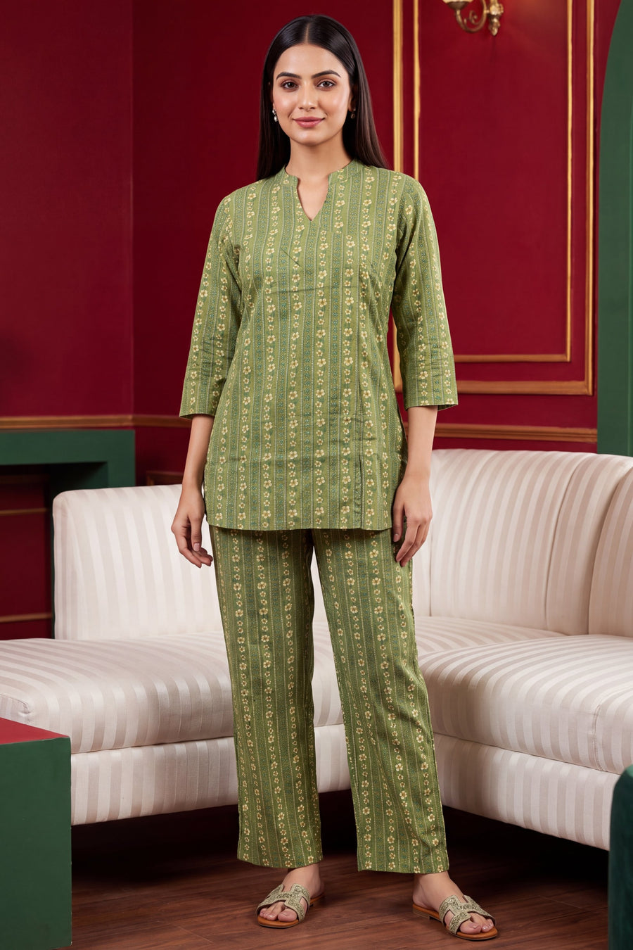 Fern Whisper Angrakha Cotton Co-ord Set — image 2