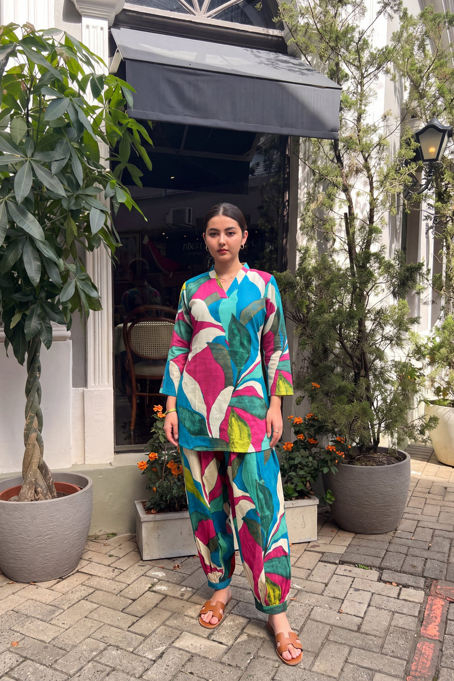 Lagoon Foliage Cotton Farshi Salwar Set — image 10