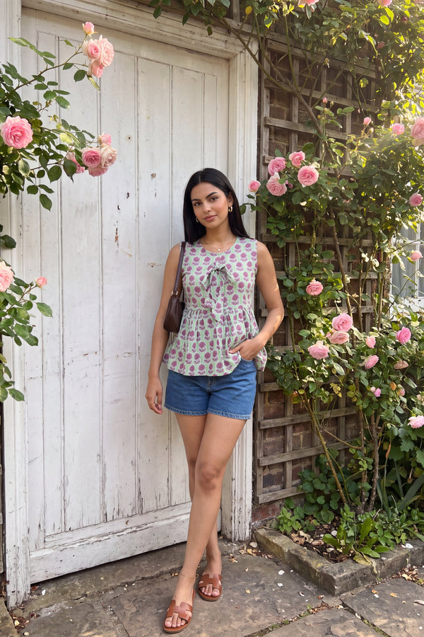 Moss Bloom Cotton Skirt Set