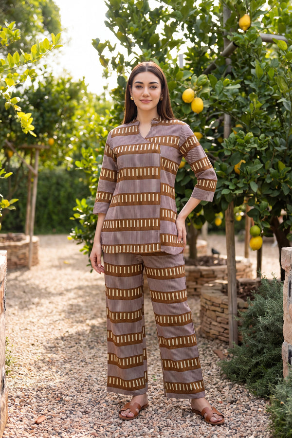 Olive Trellis Angrakha Cotton Co-ord Set