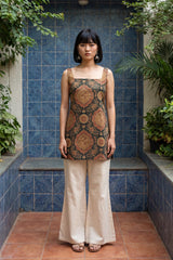 Editorial Sage Green Square Neck Cotton Top