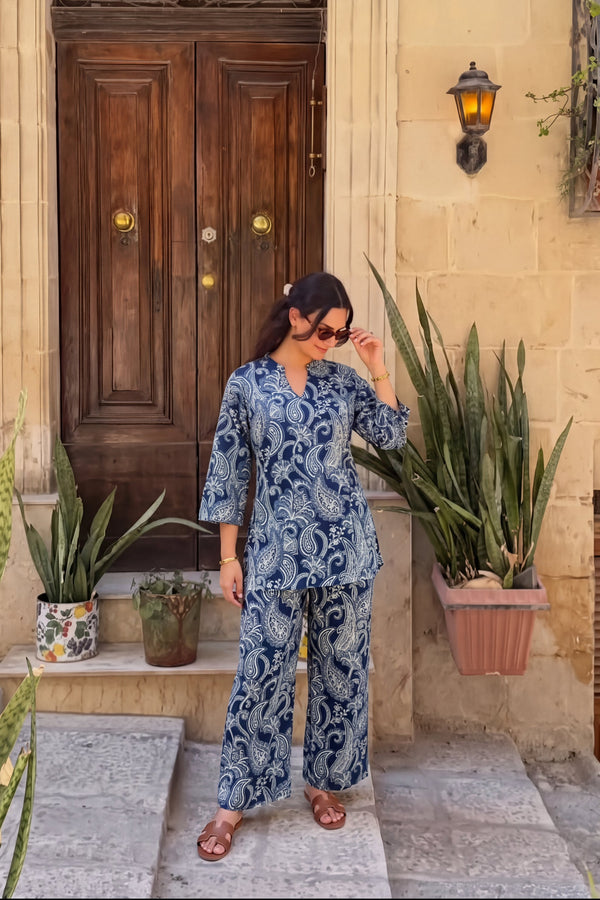 Nightfall Bloom Angrakha Cotton Co-ord Set