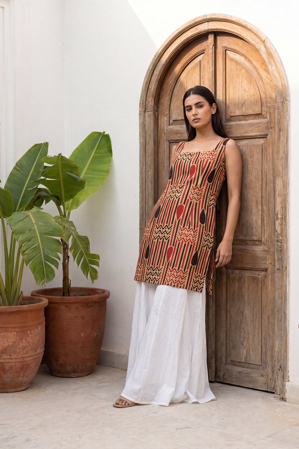 Alleyway Sand Beige Square Neck Cotton Top
