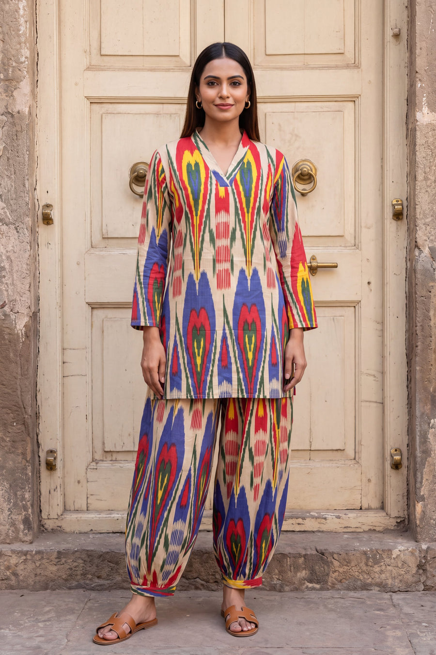 Fiesta Ikat Cotton Farshi Salwar Set — image 5