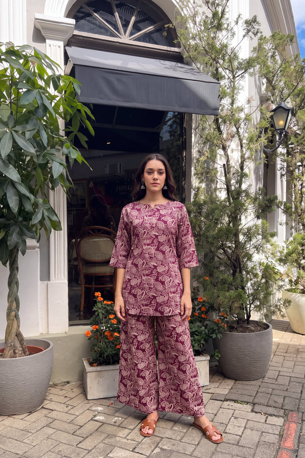 Plum Paisley Cotton Co-ord Set