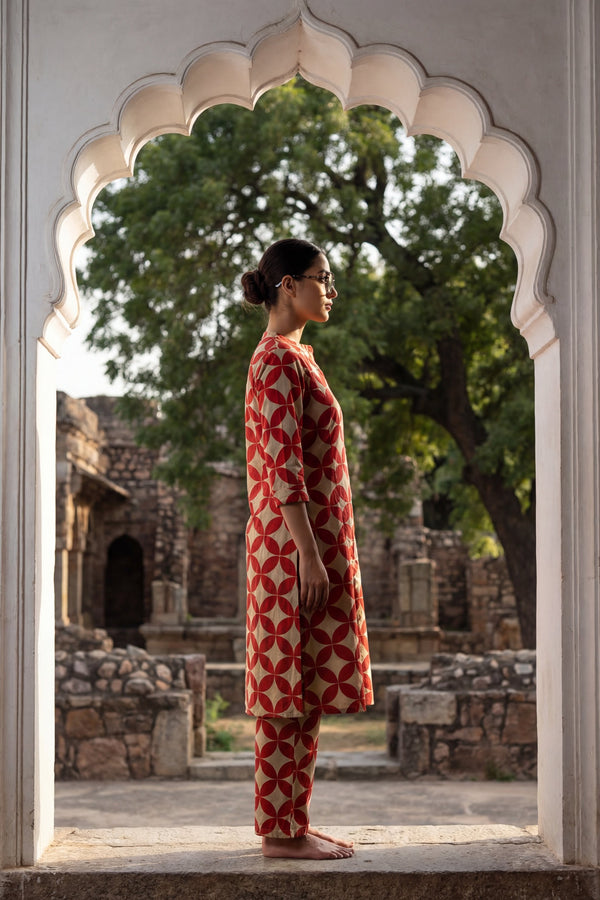 Brick Pinwheel Graphic Cotton Co-ord Set