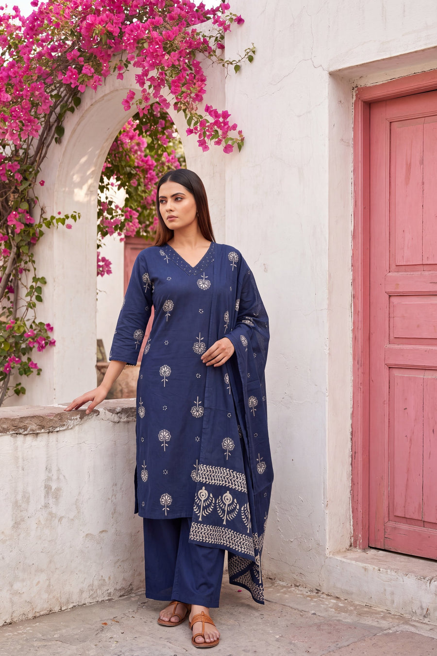 Lantern Sapphire Cotton Dupatta Set — image 3