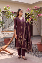 Tuscan Plum Cotton Dupatta Set