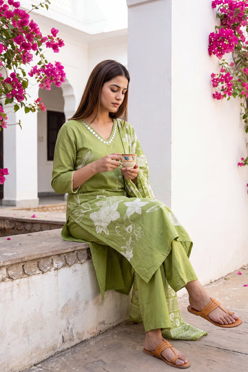 Veranda Fern Cotton Dupatta Set