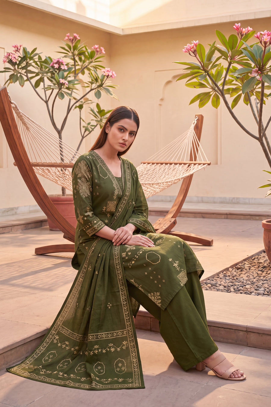 Tundra Sage Cotton Dupatta Set — image 2