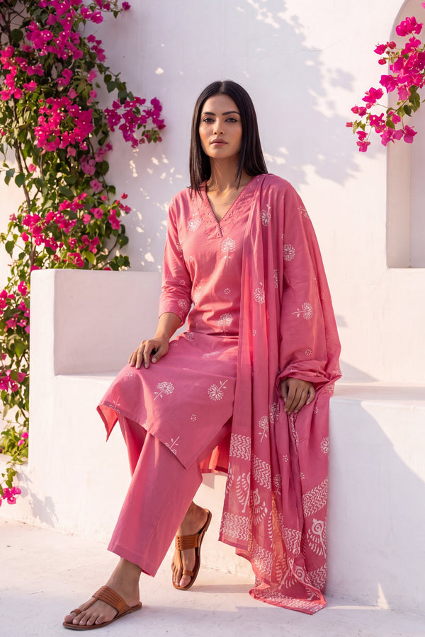 Boudoir Blush Cotton Dupatta Set