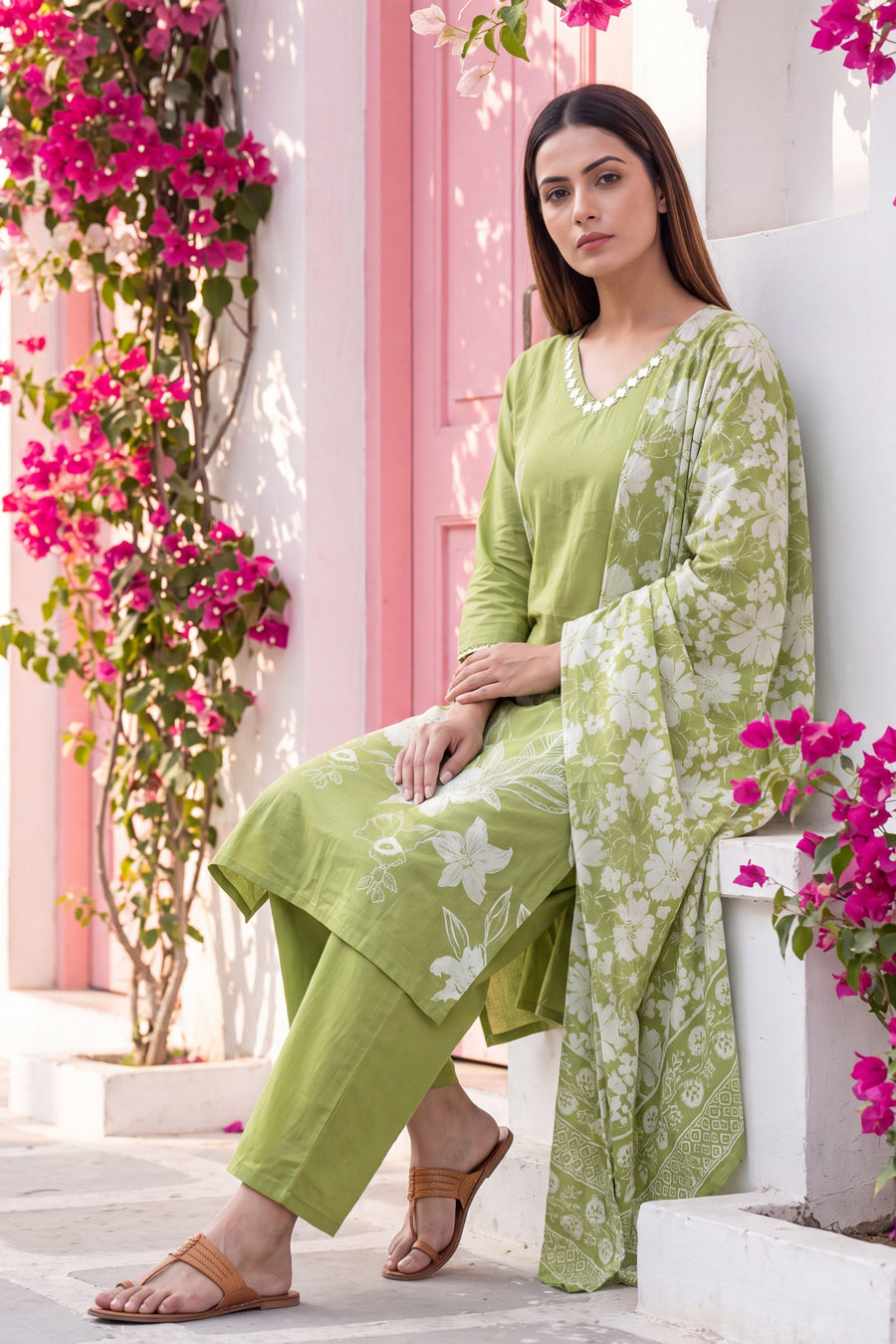 Veranda Fern Cotton Dupatta Set — image 2