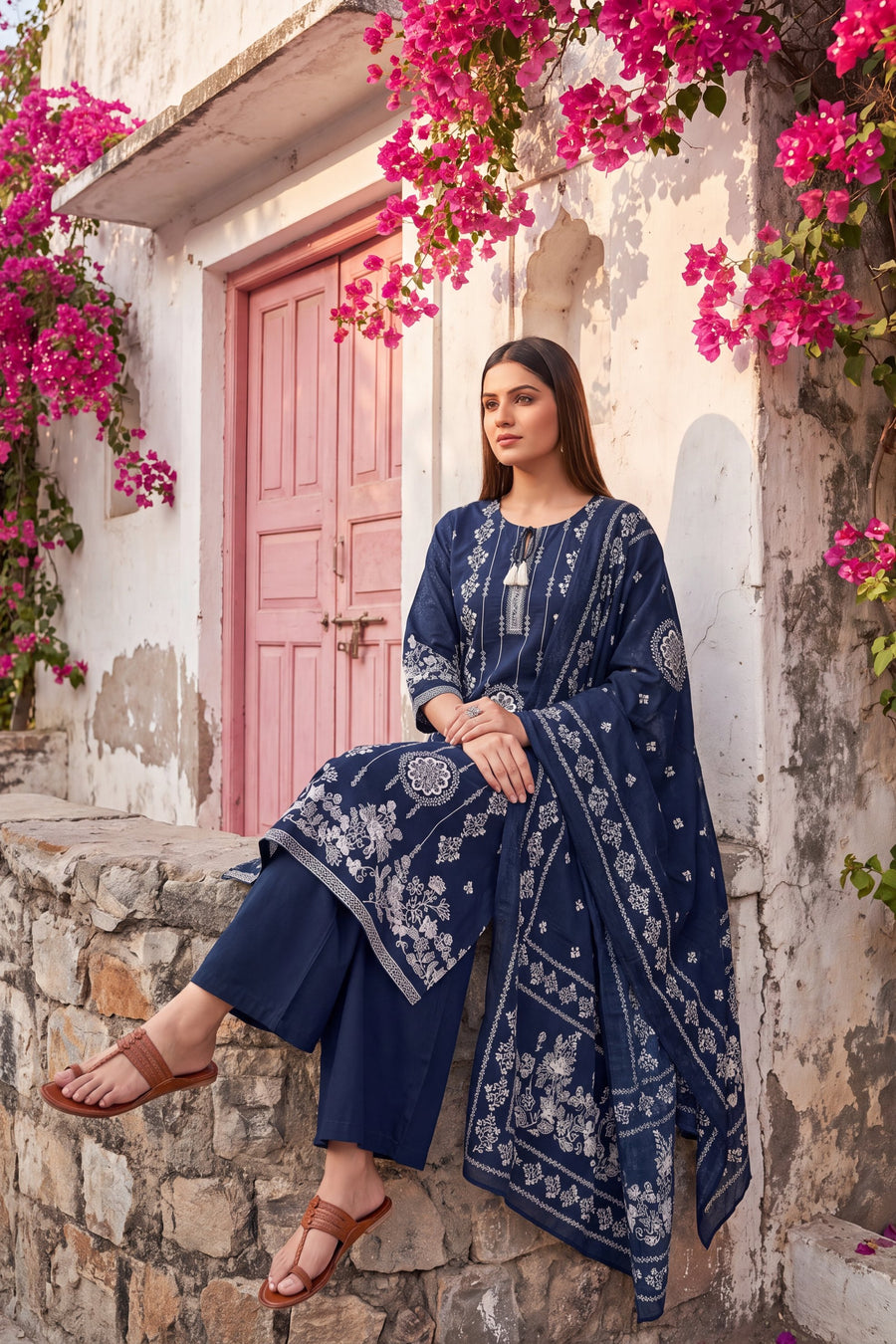 Caravan Azure Cotton Dupatta Set — image 3