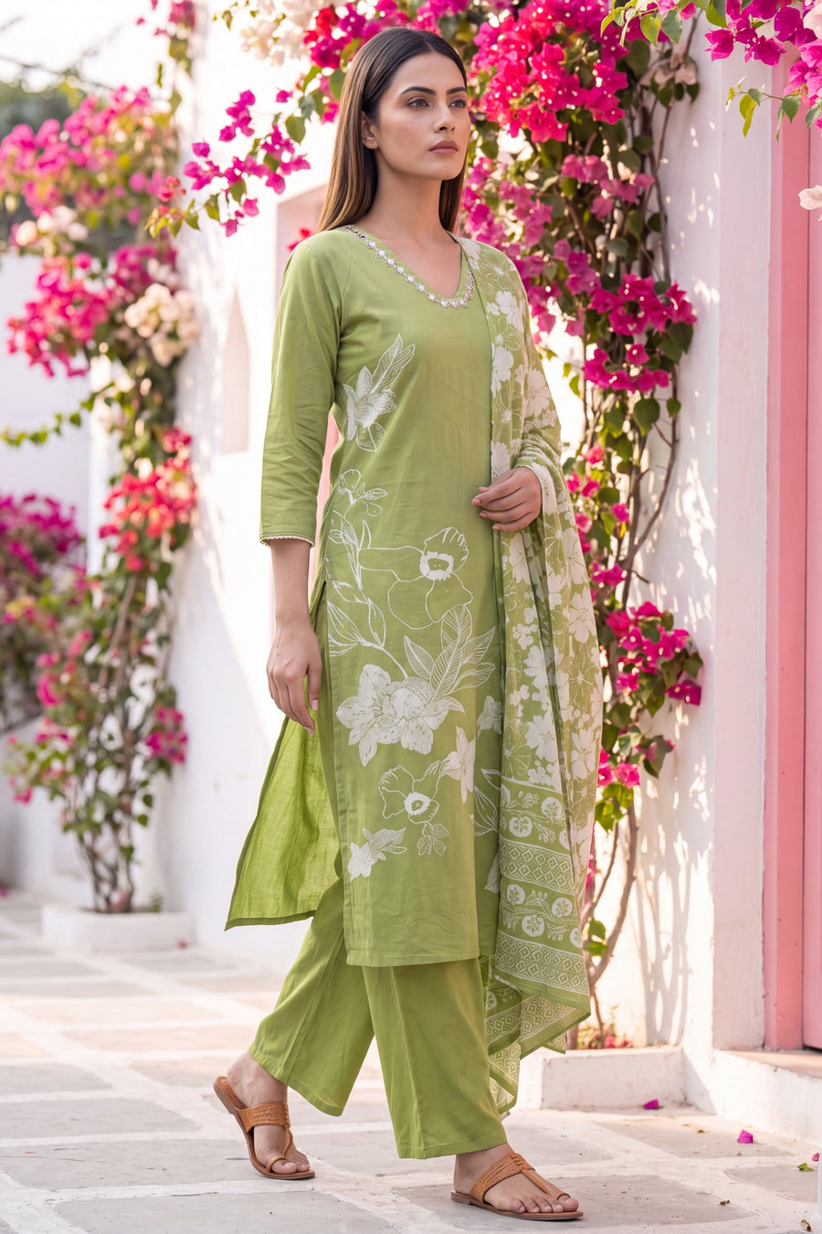 Veranda Fern Cotton Dupatta Set — image 3