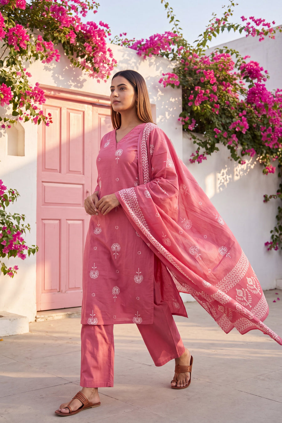 Boudoir Blush Cotton Dupatta Set — image 3