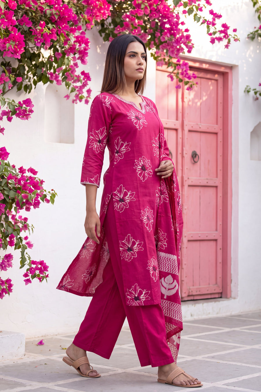 Fawn Rose Cotton Dupatta Set — image 3