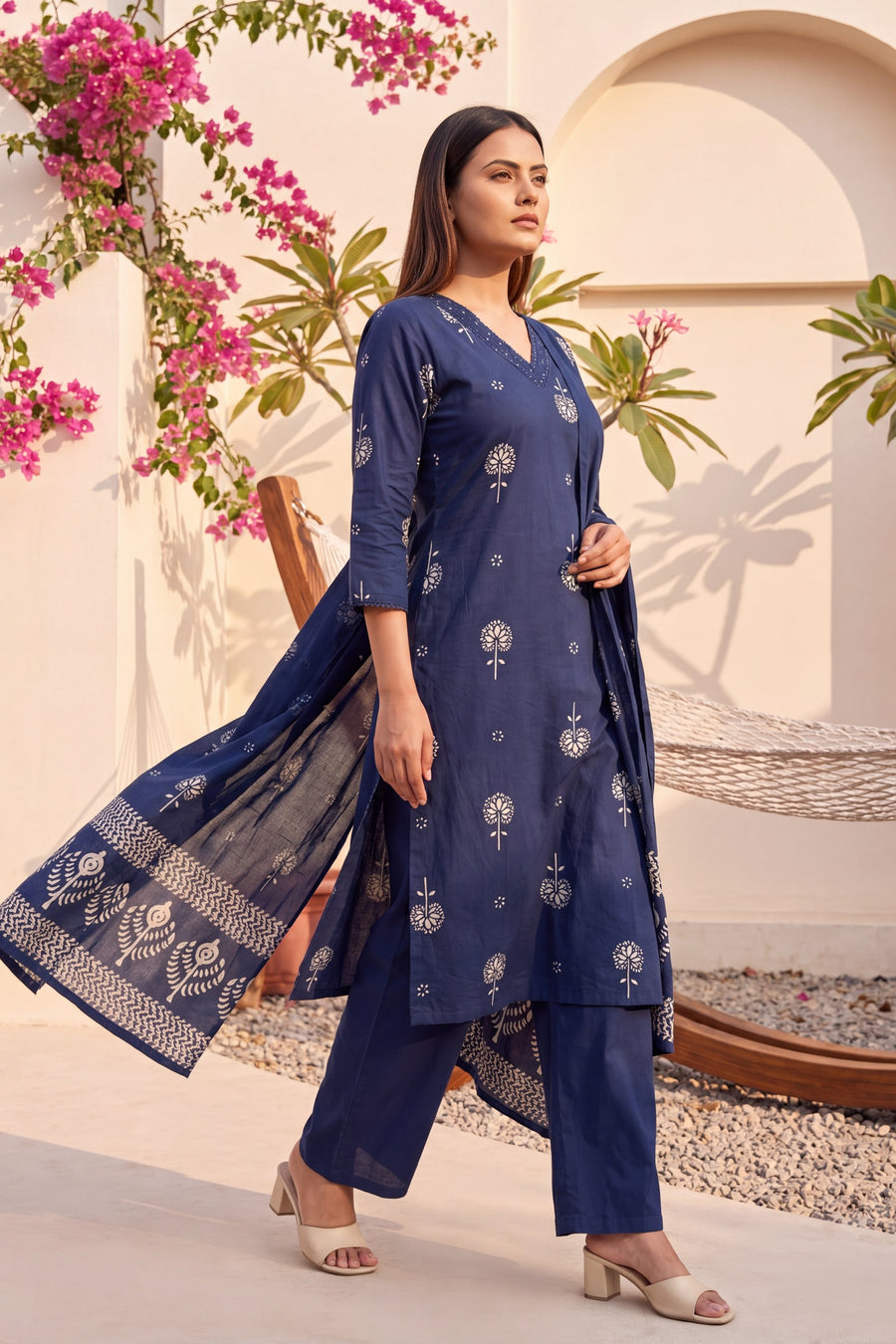Lantern Sapphire Cotton Dupatta Set — image 5