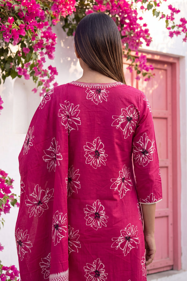 Fawn Rose Cotton Dupatta Set