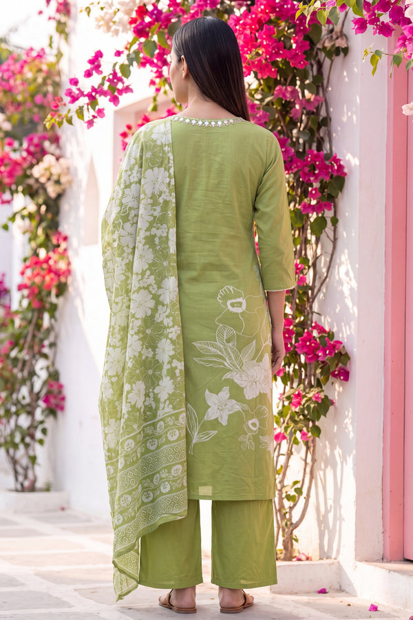 Veranda Fern Cotton Dupatta Set