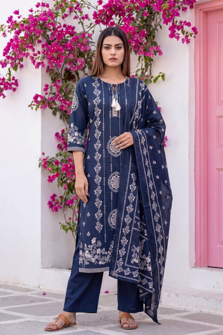 Caravan Azure Cotton Dupatta Set — image 5