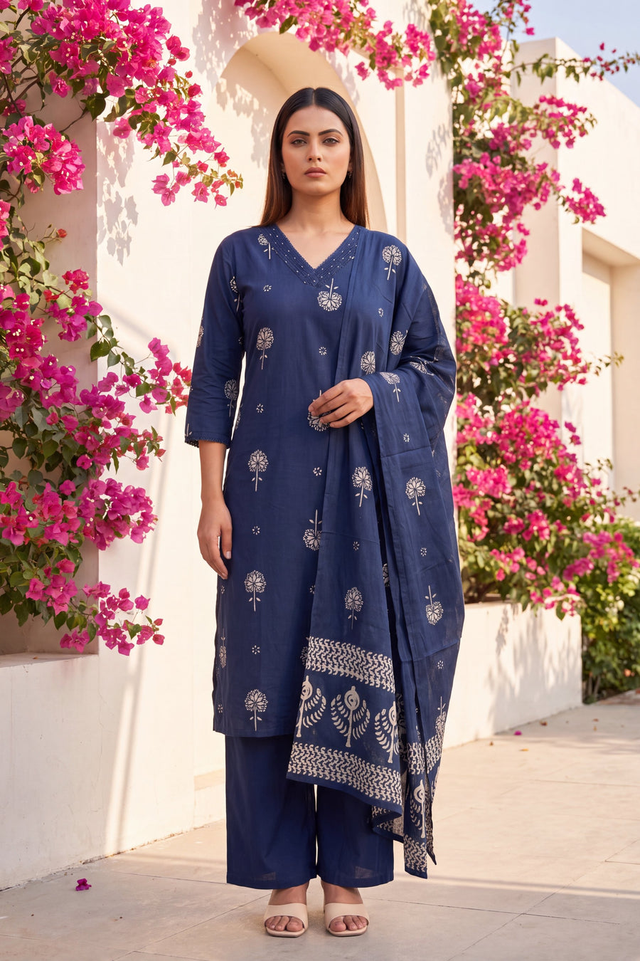 Lantern Sapphire Cotton Dupatta Set — image 6