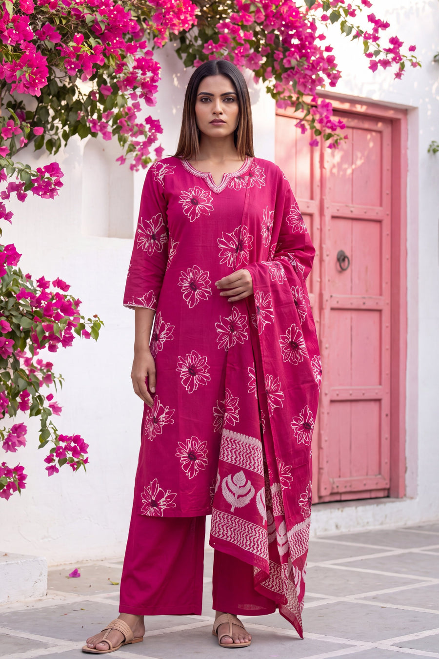 Fawn Rose Cotton Dupatta Set — image 6