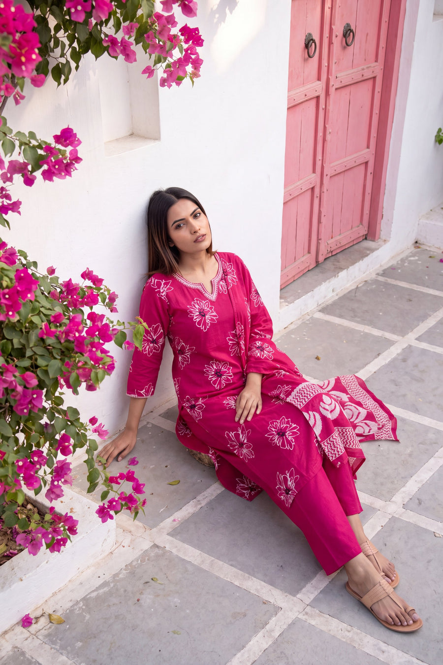 Fawn Rose Cotton Dupatta Set — image 7