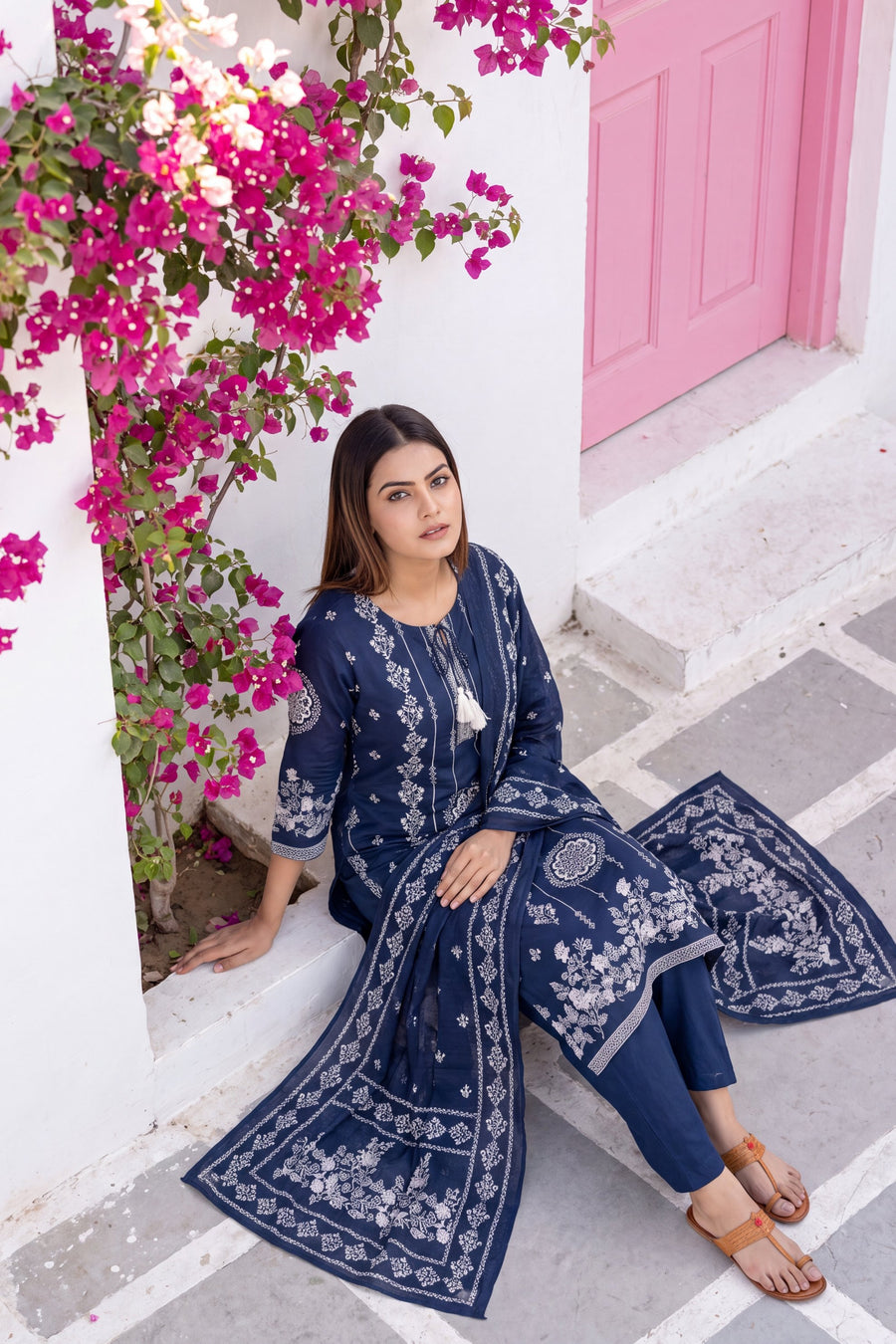 Caravan Azure Cotton Dupatta Set — image 6