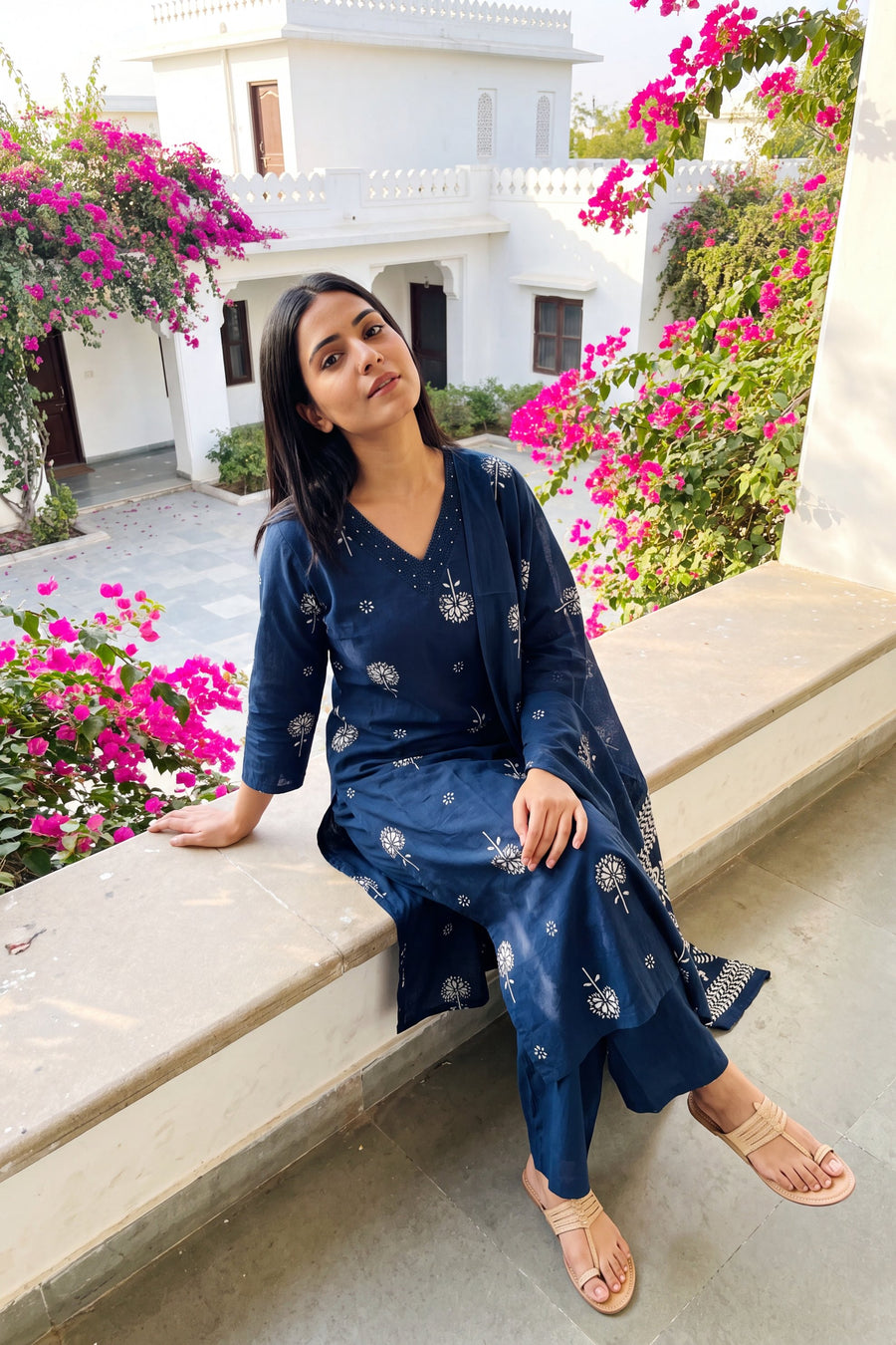 Lantern Sapphire Cotton Dupatta Set — image 7