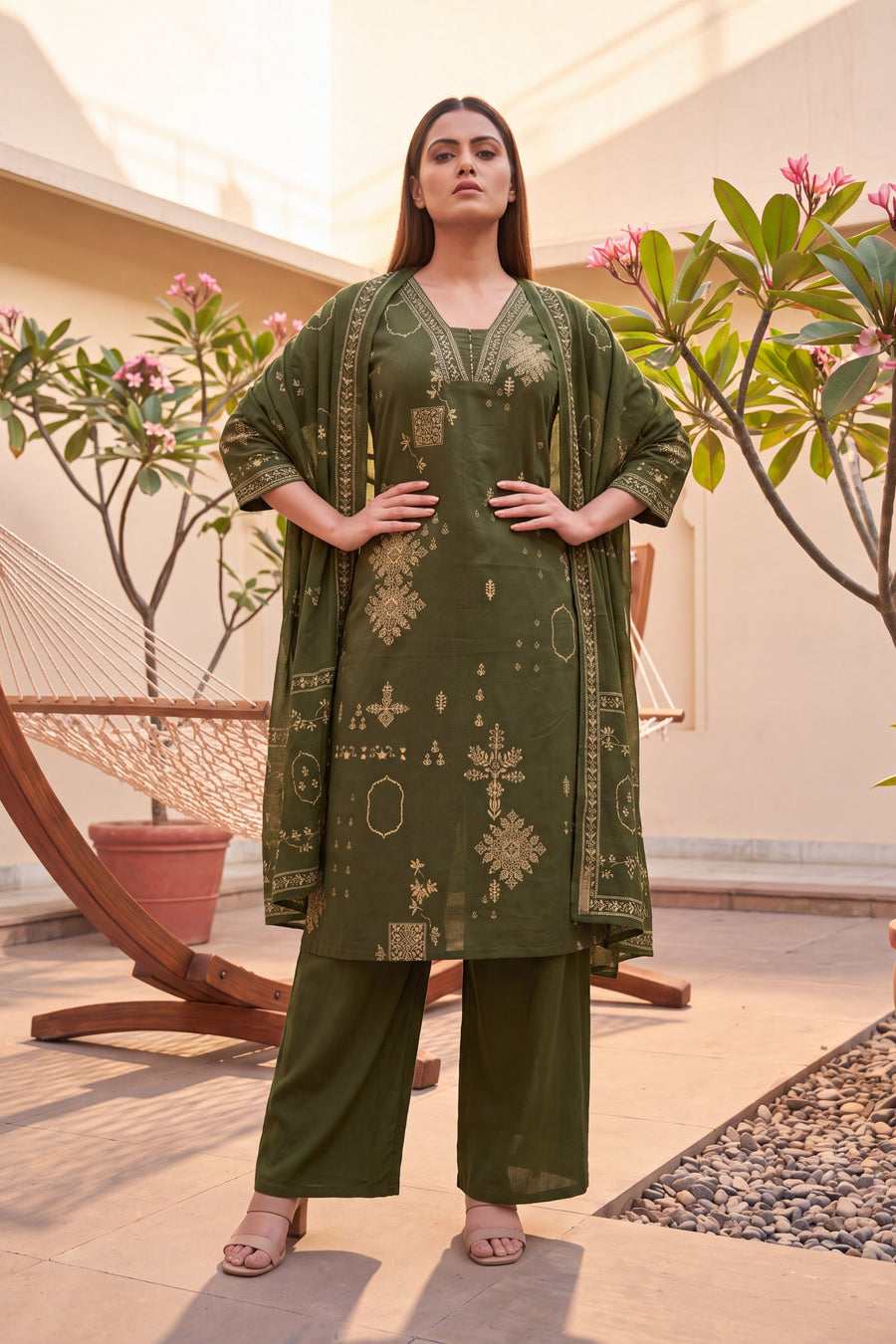 Tundra Sage Cotton Dupatta Set — image 7