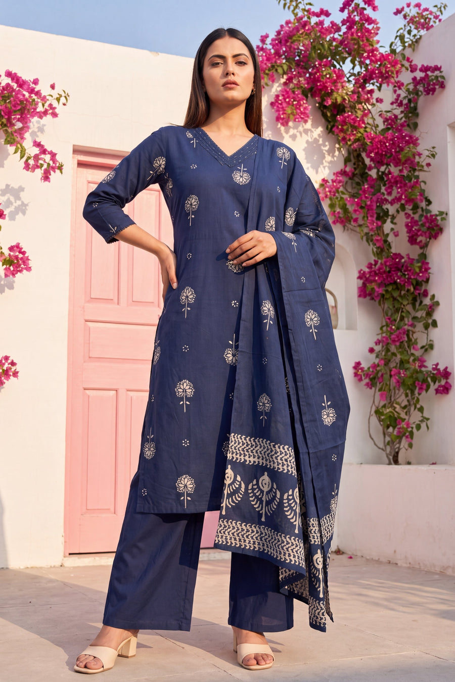 Lantern Sapphire Cotton Dupatta Set — image 8