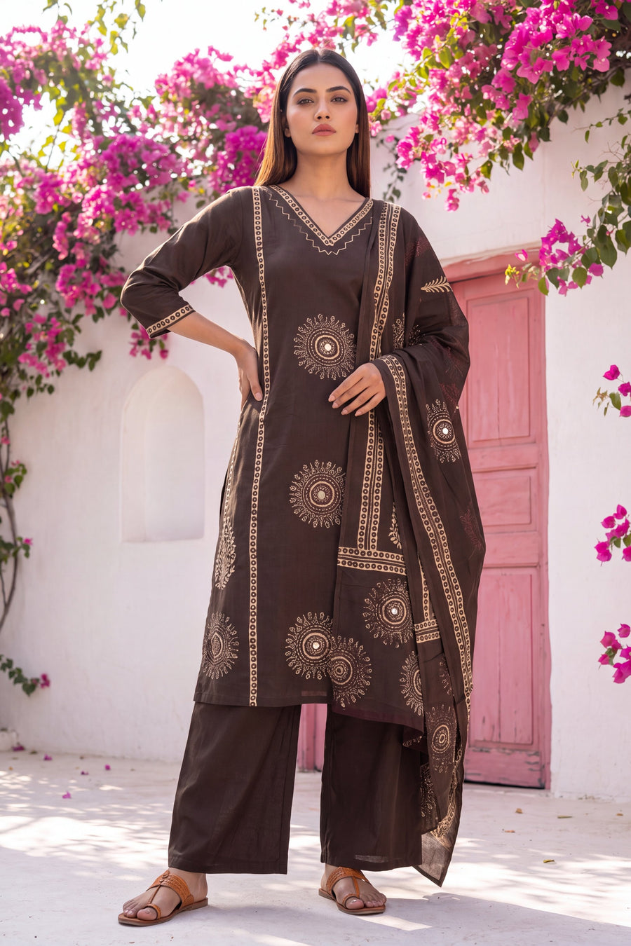 Cinnamon Tawny Cotton Dupatta Set — image 6