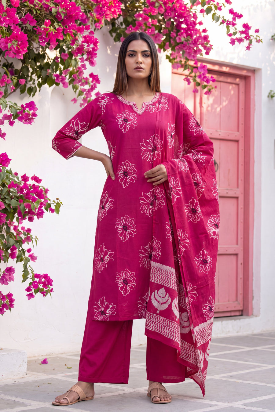 Fawn Rose Cotton Dupatta Set — image 9