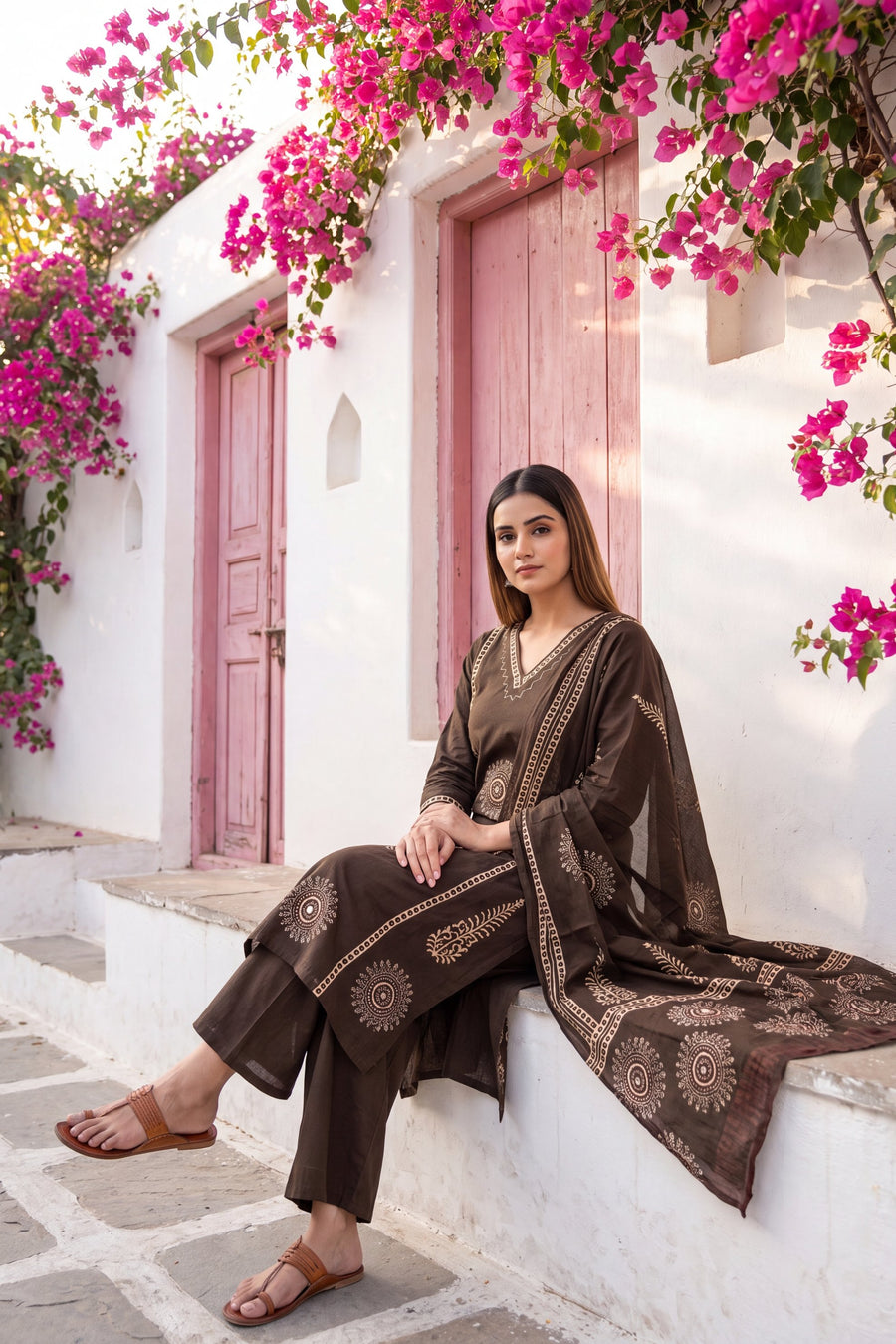 Cinnamon Tawny Cotton Dupatta Set — image 7