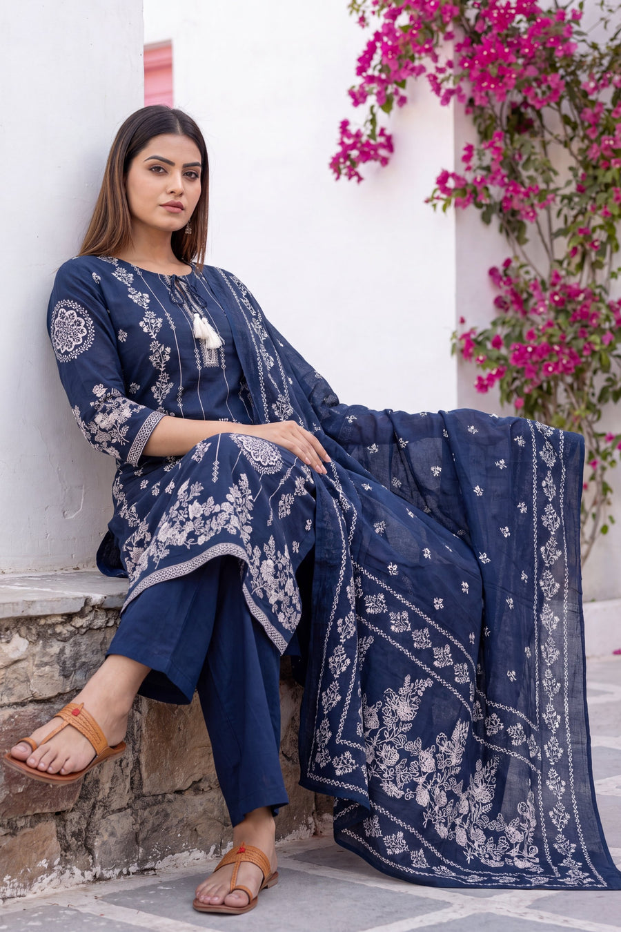 Caravan Azure Cotton Dupatta Set — image 7